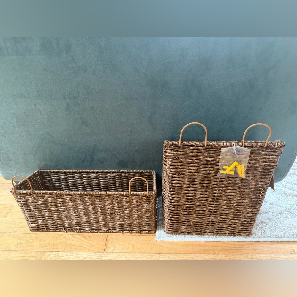 NWT Storageworks Hanging Woven Basket Set - Picture 2 of 6